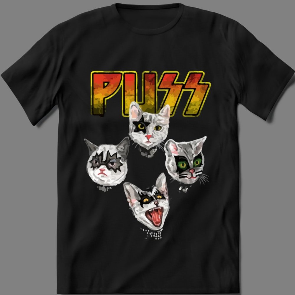 CAT ROCK BAND PARODY PUSS SHIRT